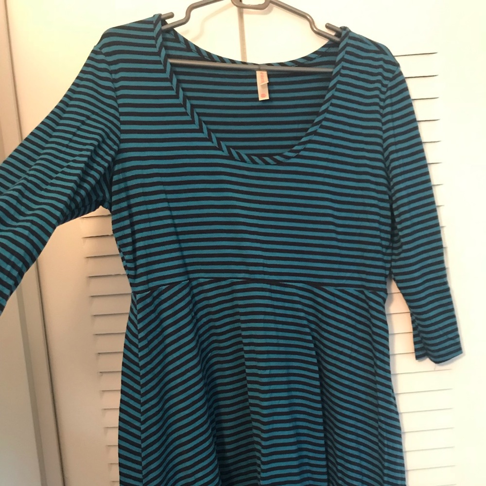 Navy and blue striped dress